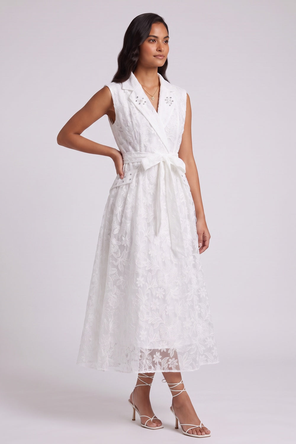 6f74f8776dbf3c9f WHITE FLORAL LACE A-LINE MIDI DRESS FOR WEDDING GUEST