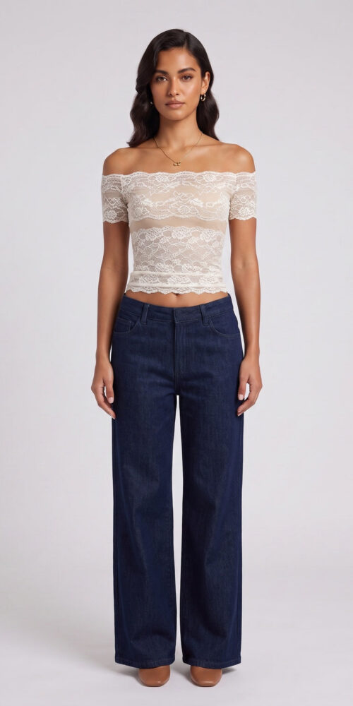 71b5a561606e150c OFF-SHOULDER LACE CROP TOP FOR NIGHT OUT