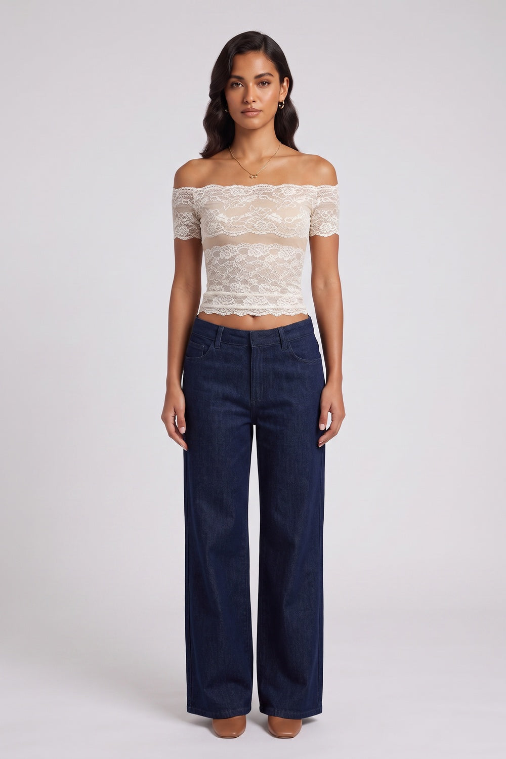 71b5a561606e150c OFF-SHOULDER LACE CROP TOP FOR NIGHT OUT