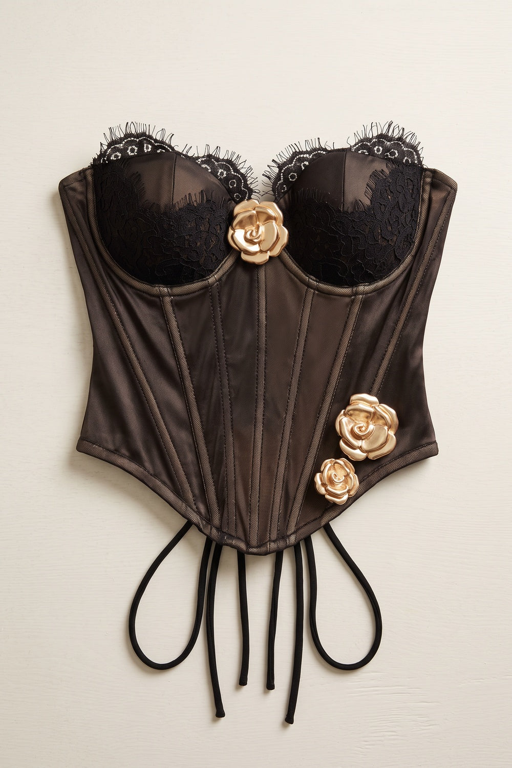 FLORAL LACE SATIN BONED STRAPLESS CORSET TOP FOR WEDDING