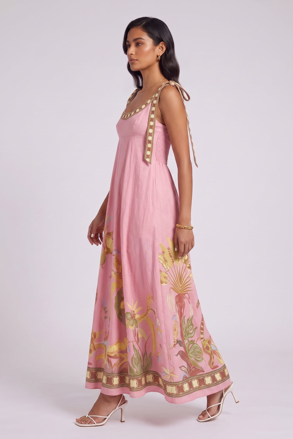 TIE STRAP TROPICAL MAXI DRESS | BEACH VACATION