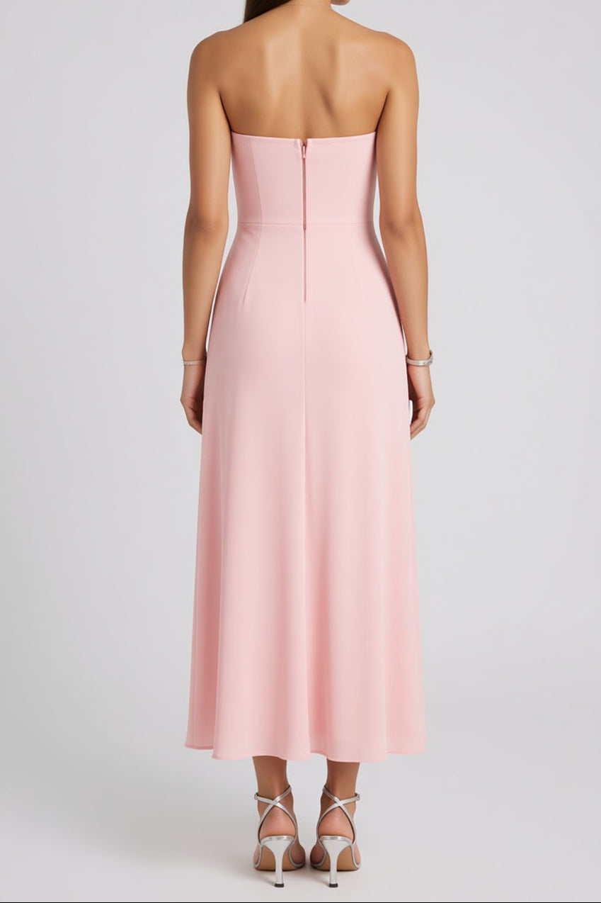 779b5bc21a4eced1 LIGHT PINK A-LINE DRESS STRUCTURED BODICE FLARED SKIRT