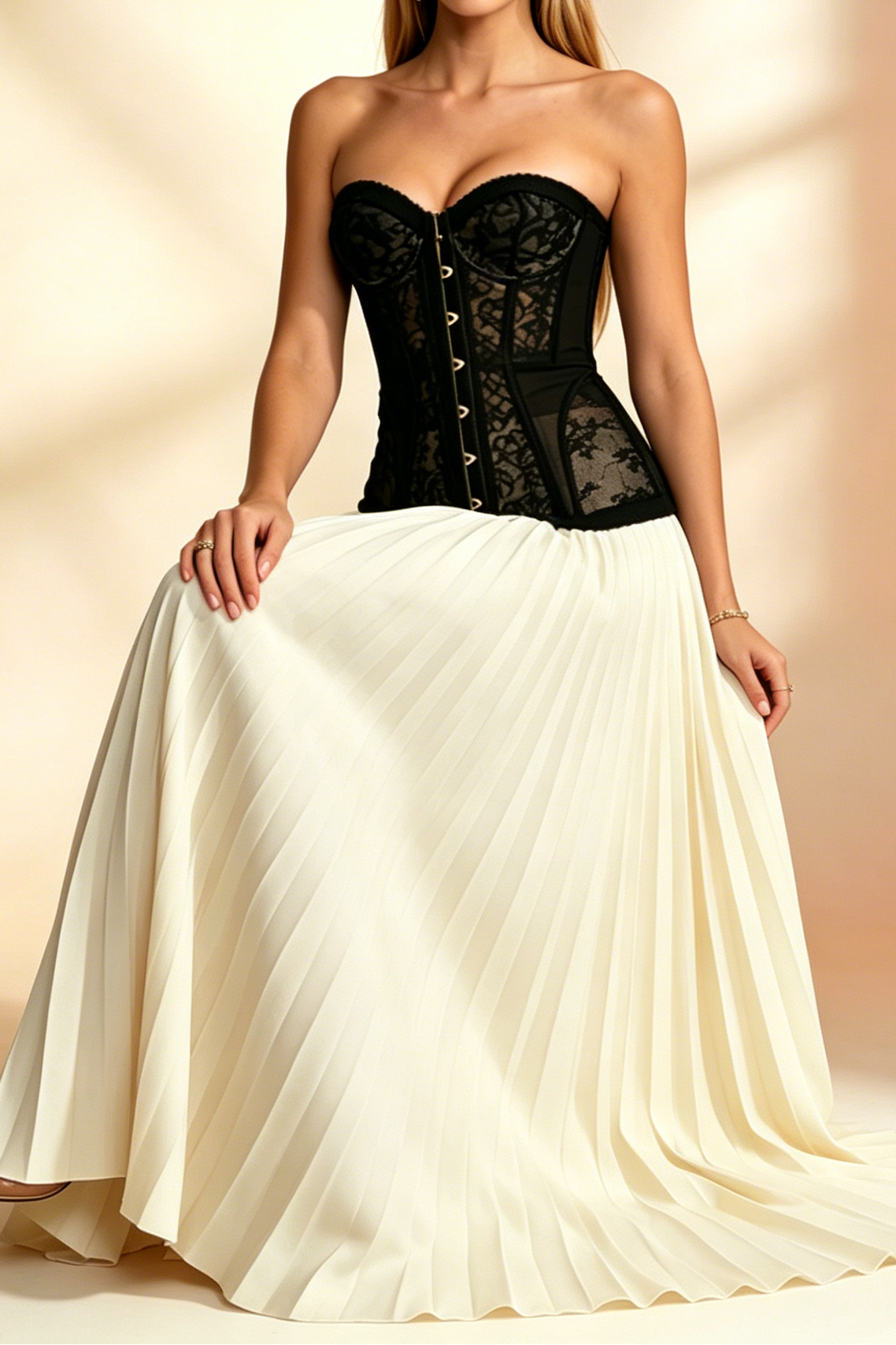 78_5c6cd153-f4fd-4b2c-86d7-cbf3c150552f BLACK FLORAL LACE STRAPLESS SWEETHEART CORSET TOP