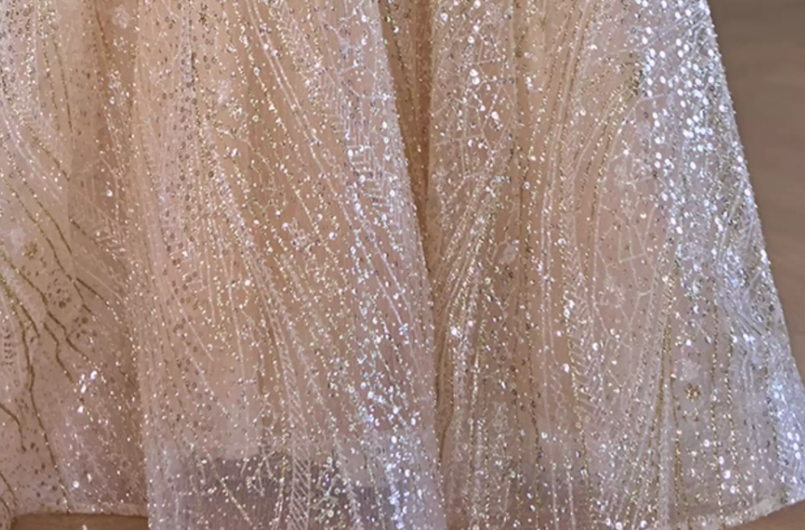 7aa26efc779e7217c1cf0c7784d800a4 CHAMPAGNE GLITTER TULLE A-LINE EVENING GOWN