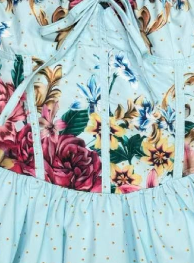 7bba5d4c7c494551b7c42c64f1f3af89 LIGHT BLUE STRUCTURED FIT & FLARE COTTON DRESS