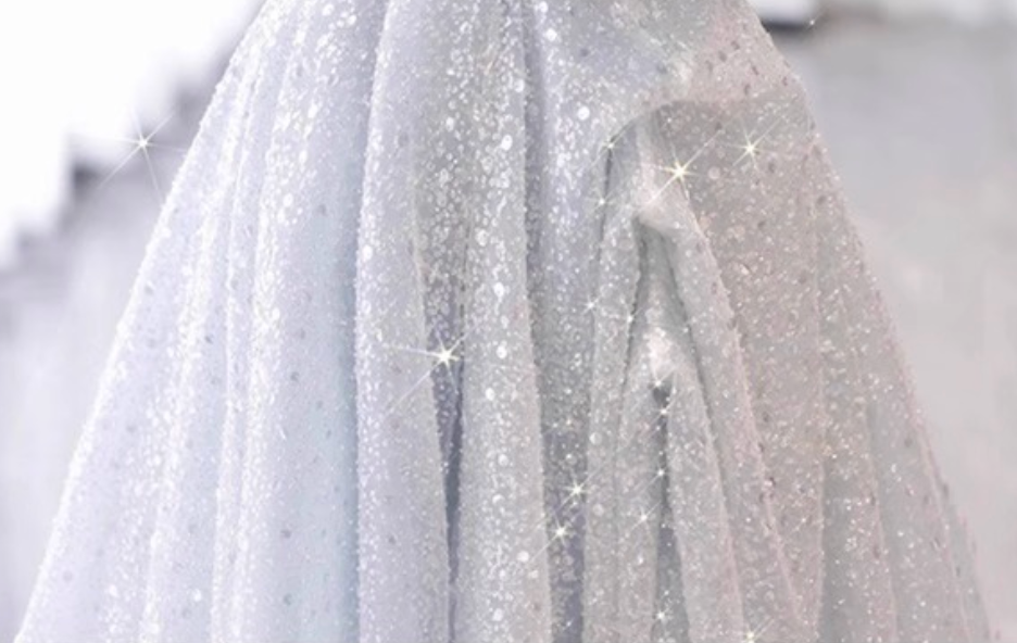 7c8664981a17dcac2ca27a3247de6ec6 SILVER BLUE GLITTER TULLE A-LINE EVENING GOWN