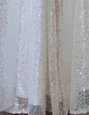 WHITE SEQUIN TULLE A-LINE PROM GOWN