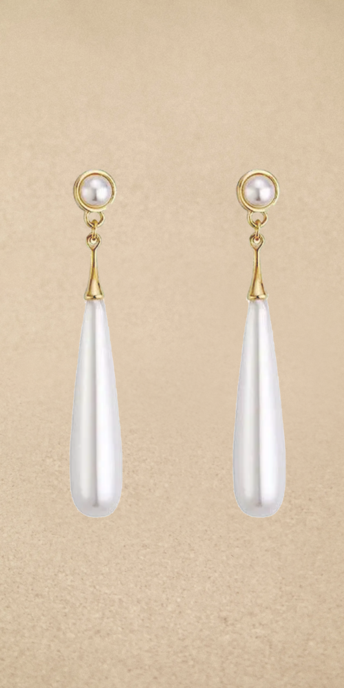 8-27-_1_-_1 PEARL TEARDROP LONG DROP EARRINGS FOR WOMEN GOLD