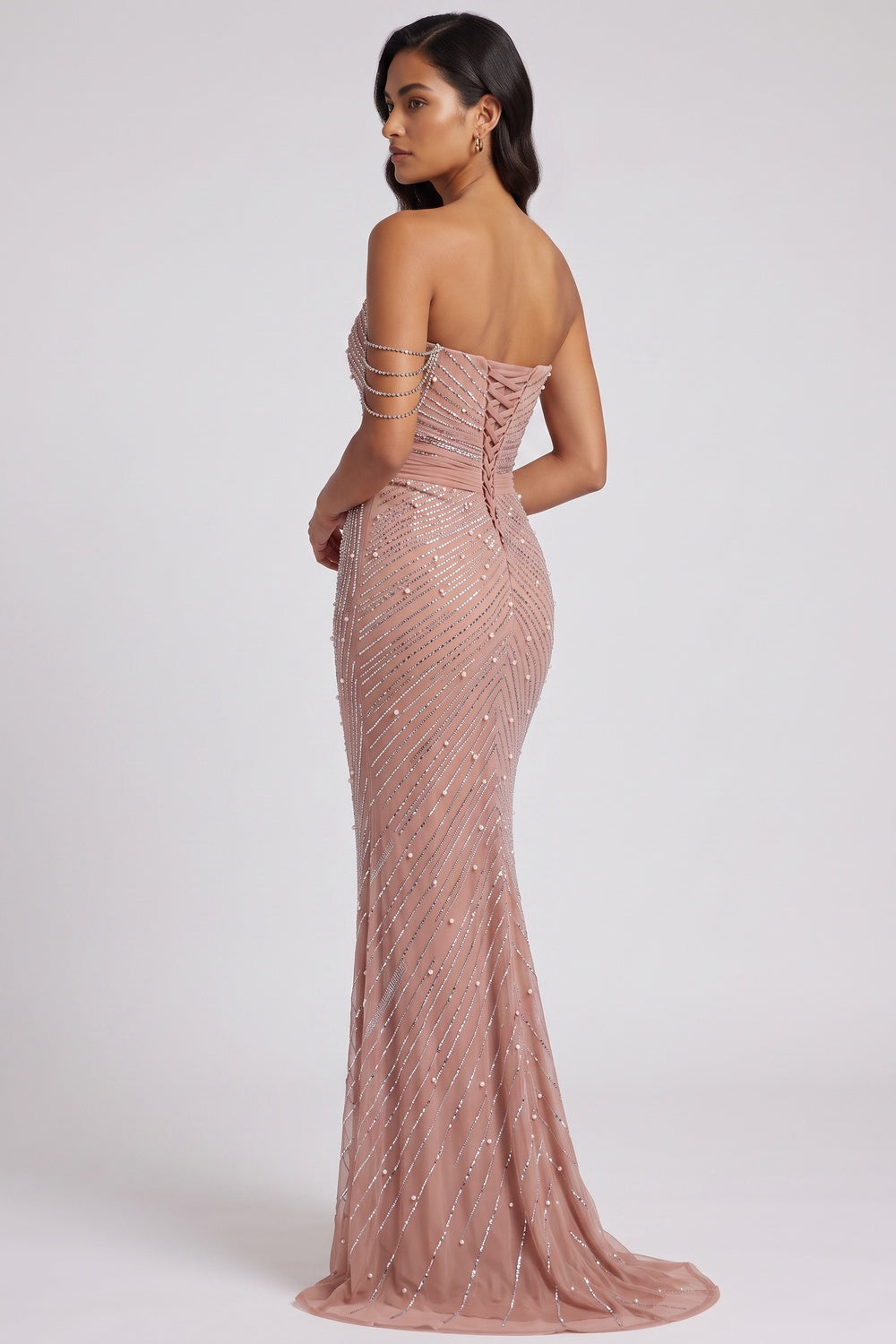 84610a216ca1efcd DUSTY PINK BEADED MERMAID COLD SHOULDER EVENING GOWN