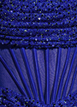 ROYAL BLUE SEQUIN OFF-SHOULDER CORSET BACK GOWN