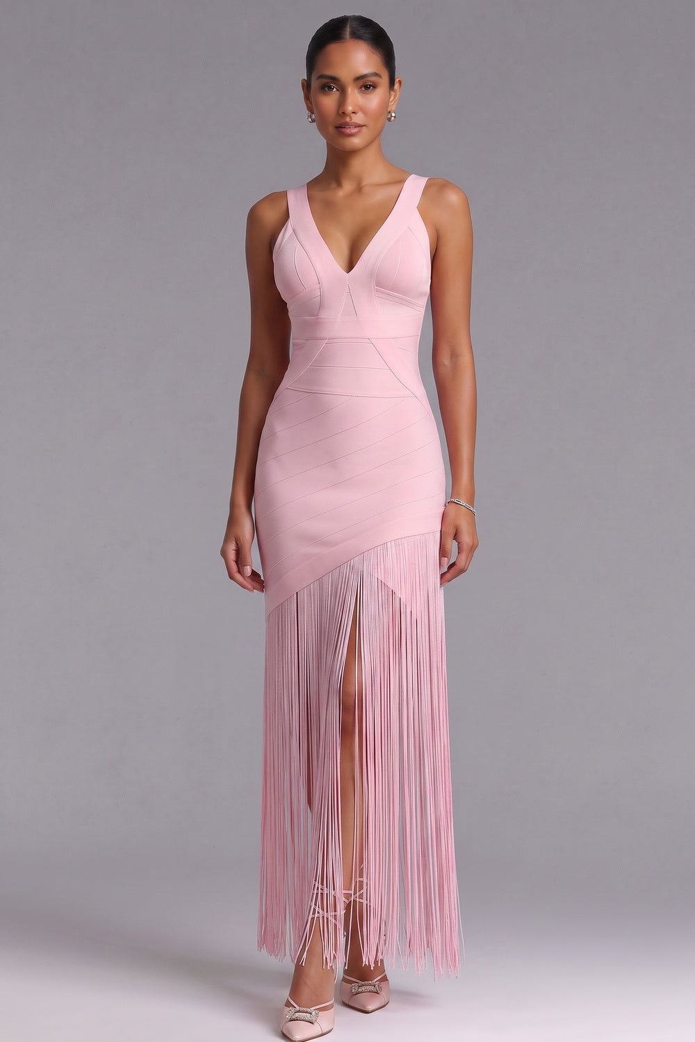 90c6aba0cb662cef LIGHT PINK KNIT BODYCON DRESS FOR PARTY