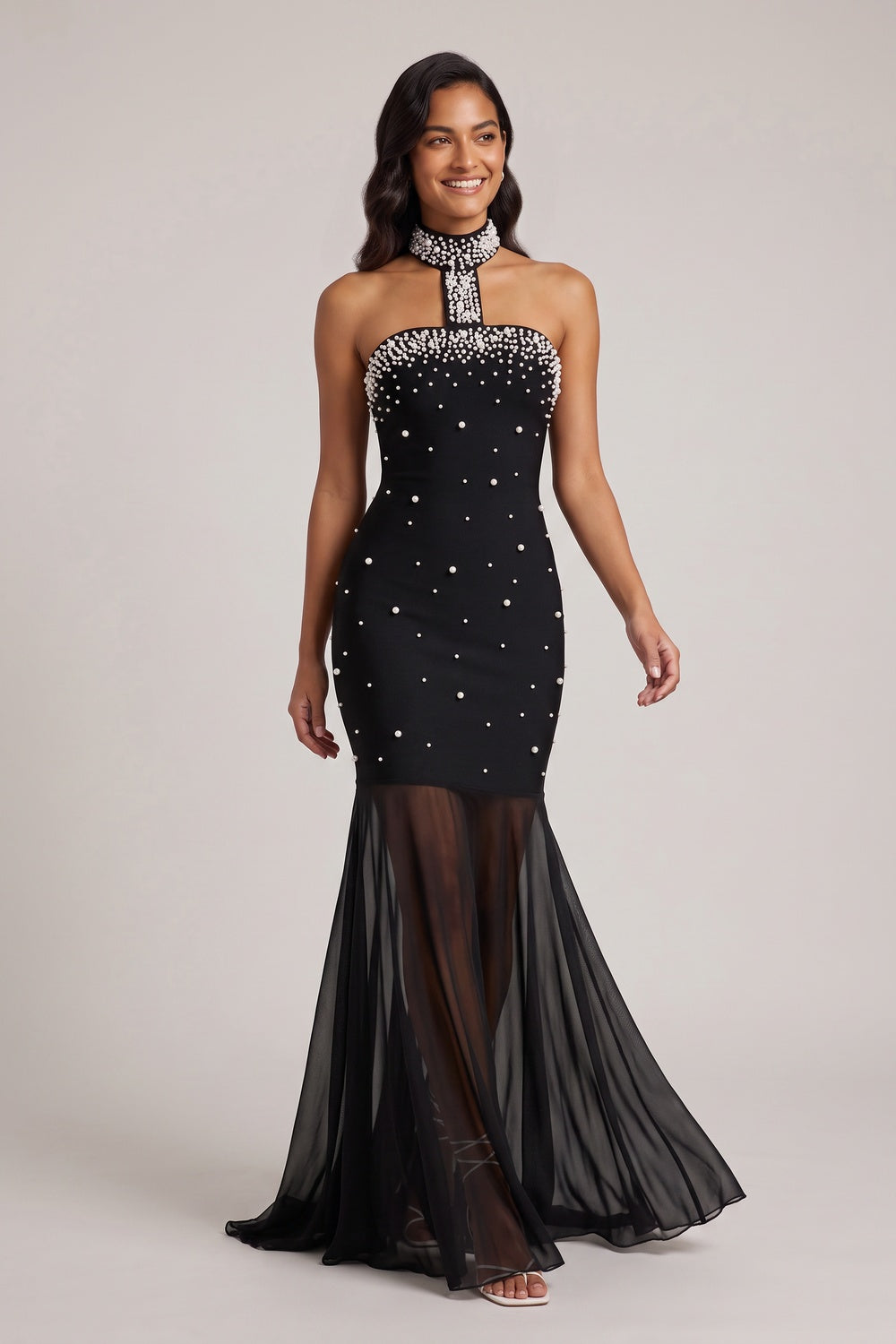 92b83ead2701a2fa BLACK PEARL HALTER MERMAID EVENING GOWN