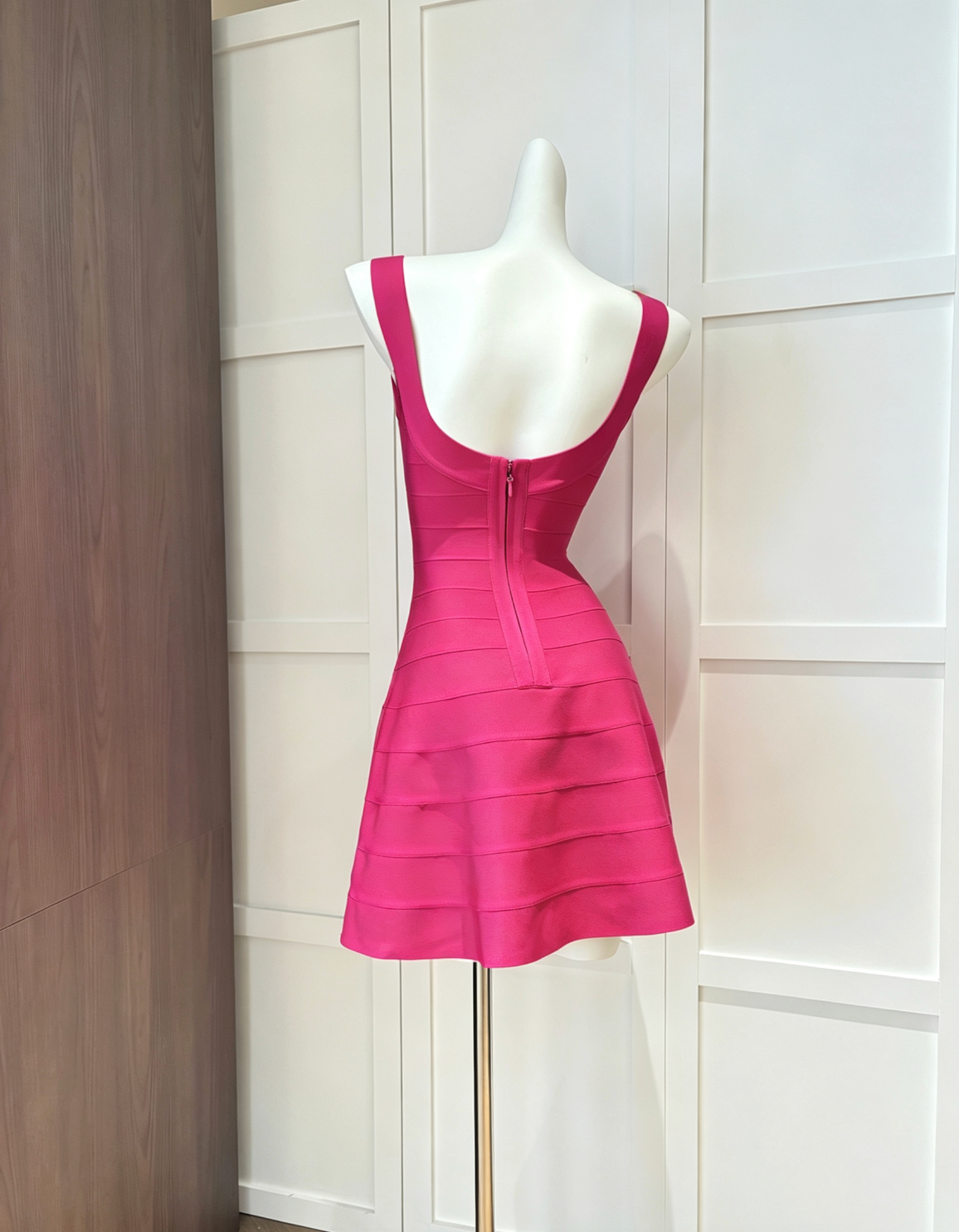 9351df8489da11c7464e1093e6eff485 HOT PINK FIT-AND-FLARE KNIT MINI DRESS