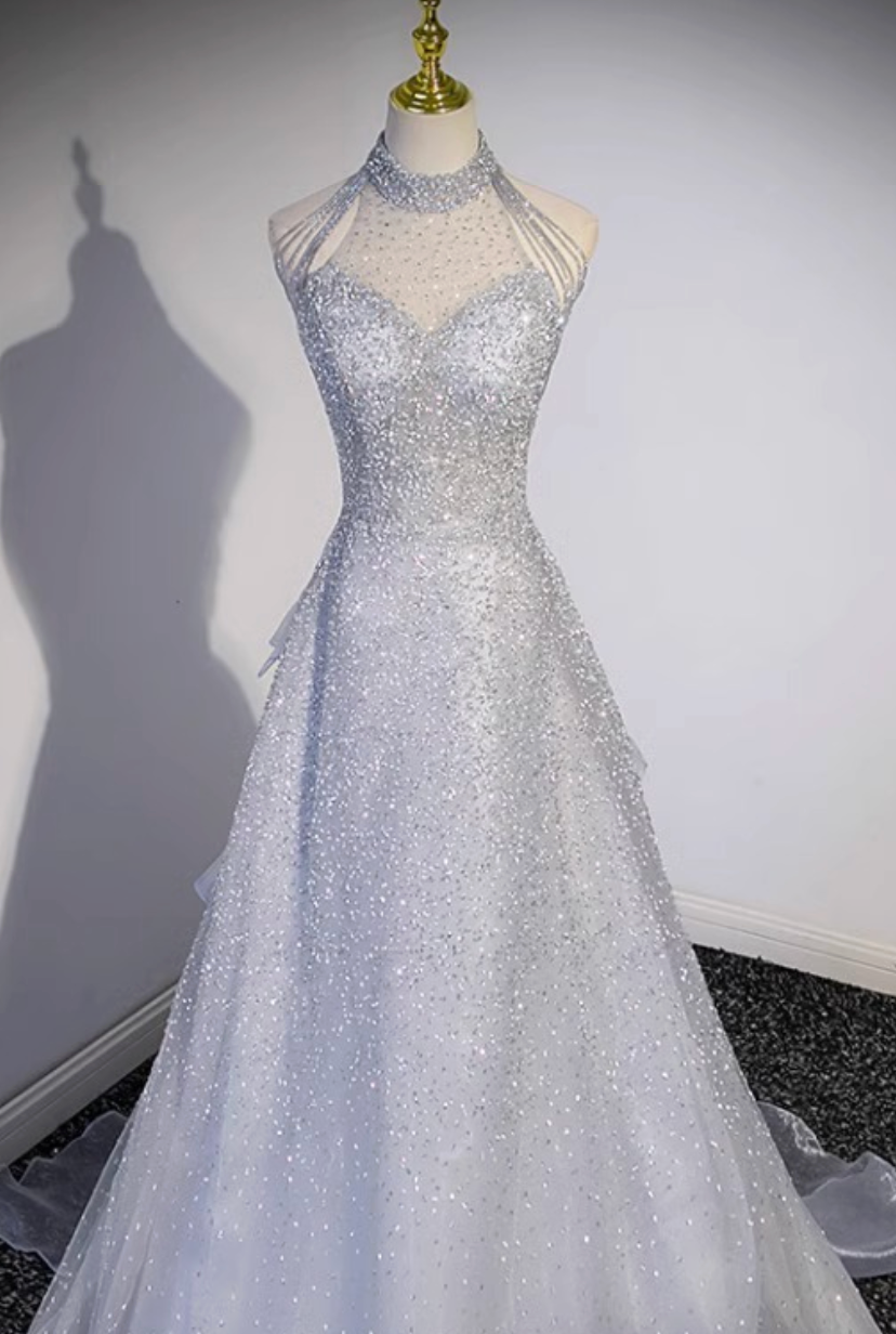 94002719c8fad4460ed06db211fe3def SILVER TULLE A-LINE BALL GOWN FOR EVENING