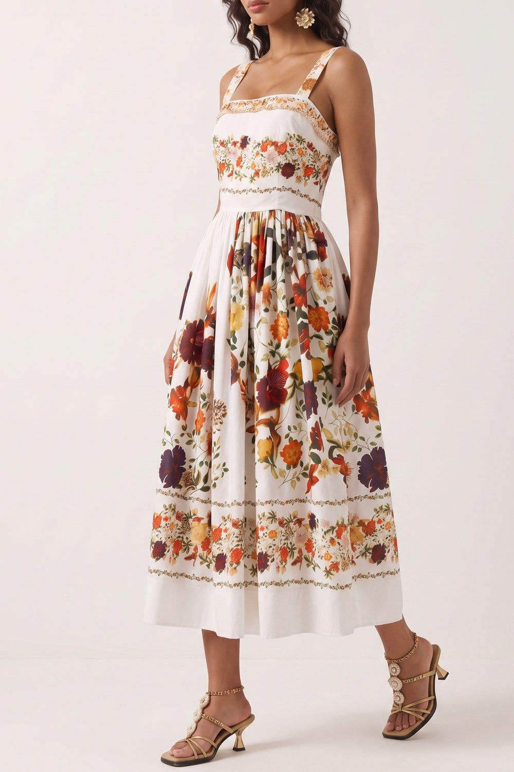 95bde1a10d59f93a FLORAL MIDI DRESS, WIDE STRAP, SUMMER WEDDING GUEST