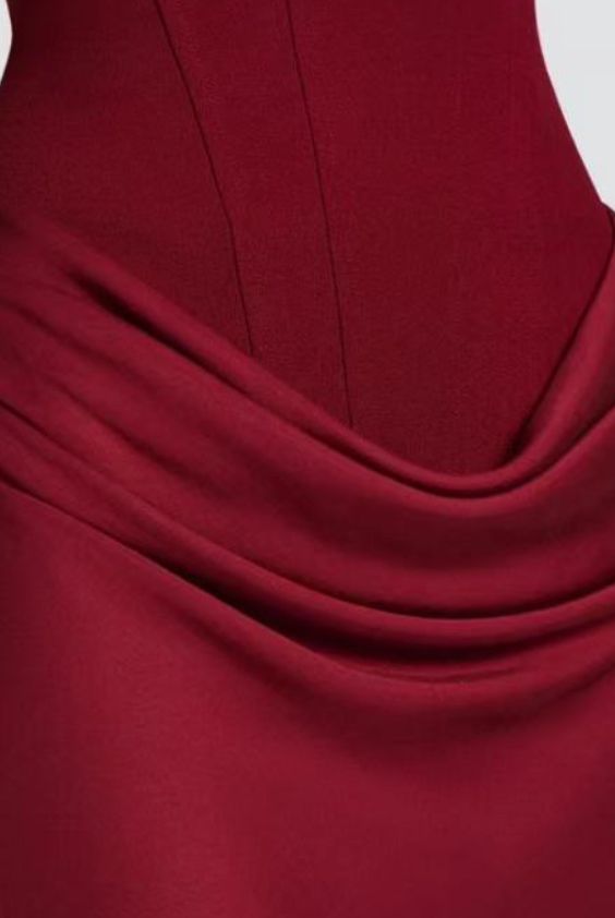 96a5ec24bd578224e9f2262ccf89822b BURGUNDY CREPE MERMAID EVENING GOWN