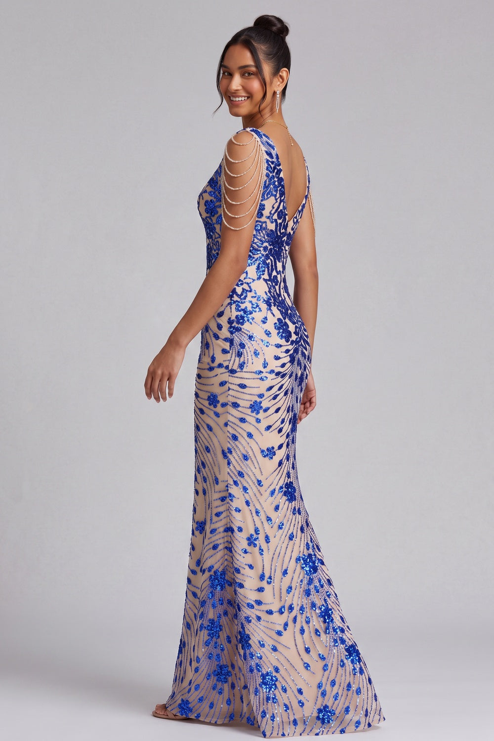 97ff560ed87bd243 ROYAL BLUE SEQUIN EMBROIDERED MAXI EVENING GOWN