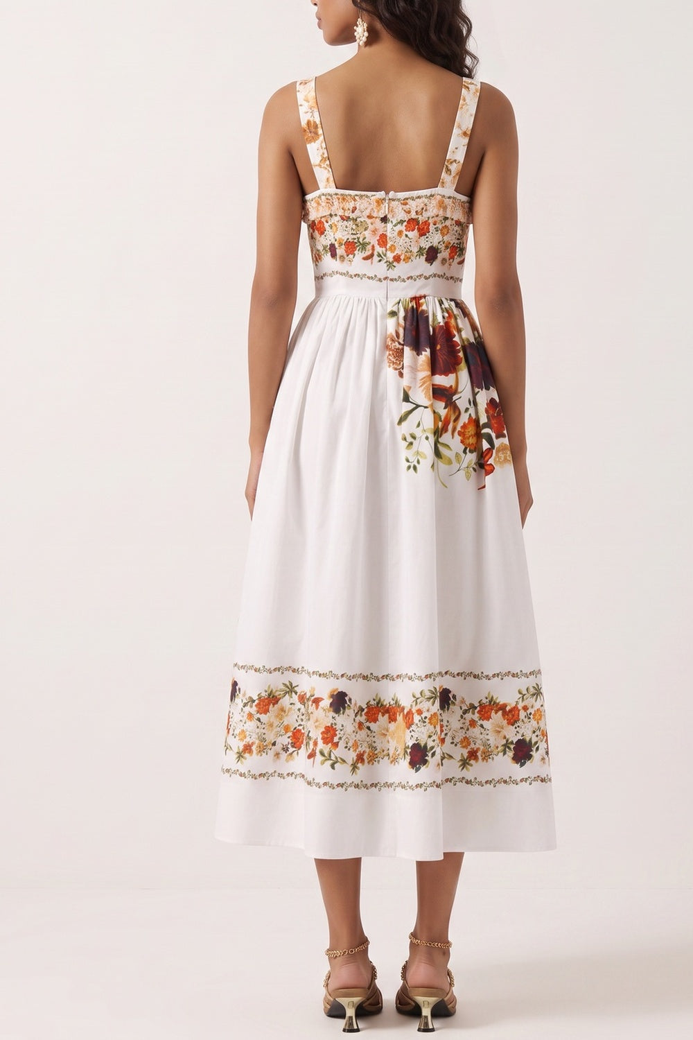 985b1d54ef71fecd FLORAL MIDI DRESS, WIDE STRAP, SUMMER WEDDING GUEST