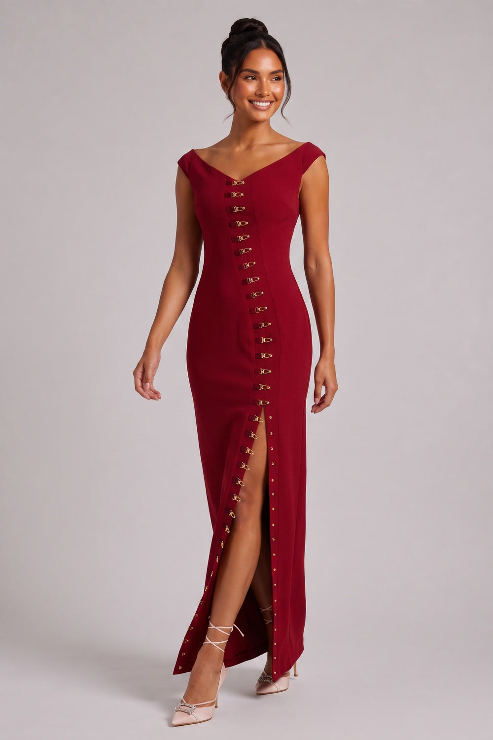 997e9e2373cf8f1d BURGUNDY GOLD HARDWARE MAXI DRESS