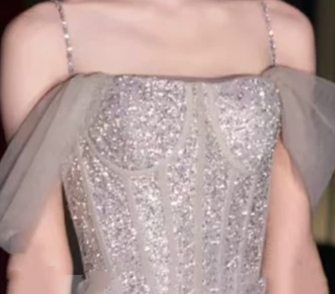 9b6210b3000ca51f1241c6109d237607 CHAMPAGNE SEQUIN TULLE A-LINE EVENING GOWN