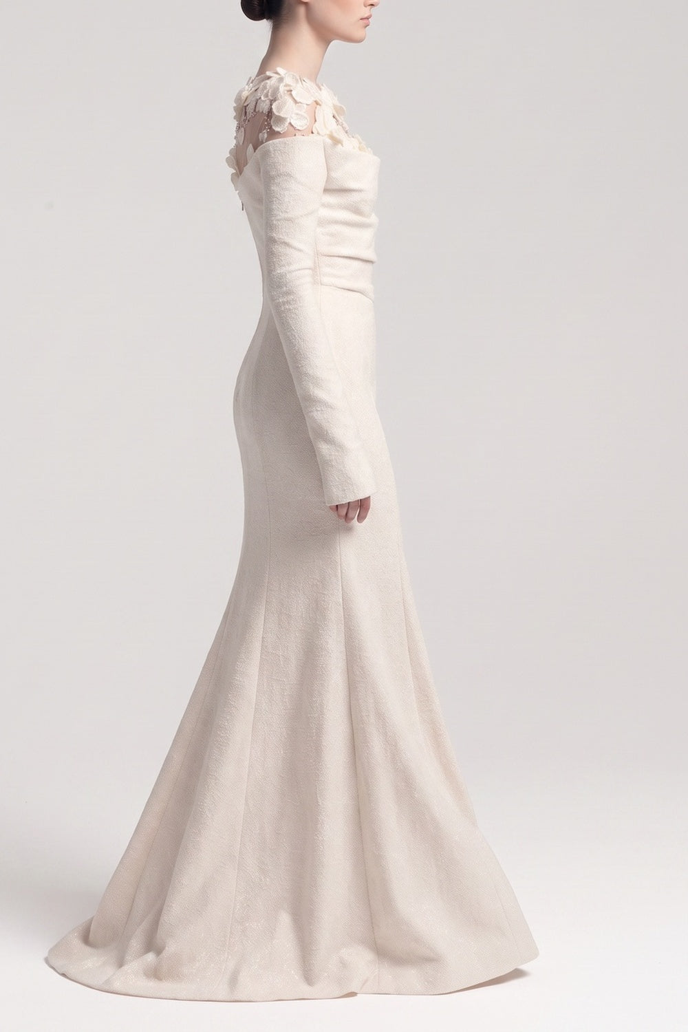 9d1881e19c0d0c7e OFF-SHOULDER 3D FLORAL MERMAID MAXI GOWN