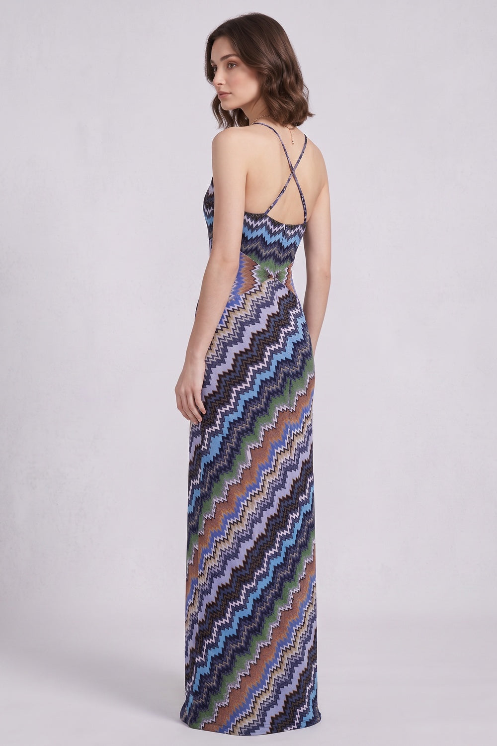 9eef0cfcf1527fc4 BLUE CHEVRON KNIT MAXI DRESS FOR WEDDING GUEST