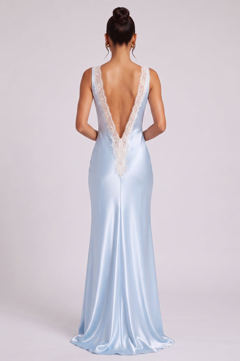 9f520feb09c805aa LIGHT BLUE SATIN LACE SLIP GOWN FOR WEDDING