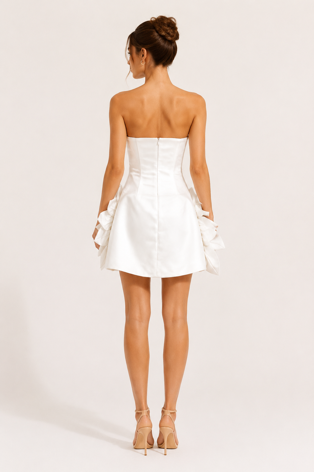 ChatGPT_Image_2026_7_29_12_54_47 STRAPLESS 3D FLORAL WHITE SATIN MINI DRESS