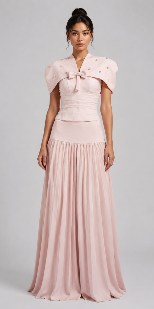 ChatGPT_Image_2026_8_1_14_35_12 PEARL CAPE BOW CORSET PLEATED MAXI DRESS