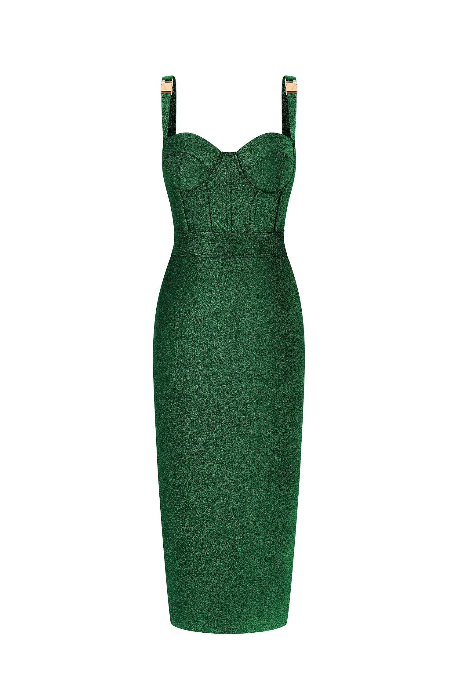 GLITTER CORSET MIDI PENCIL DRESS, ADJUSTABLE STRAP, EVENING