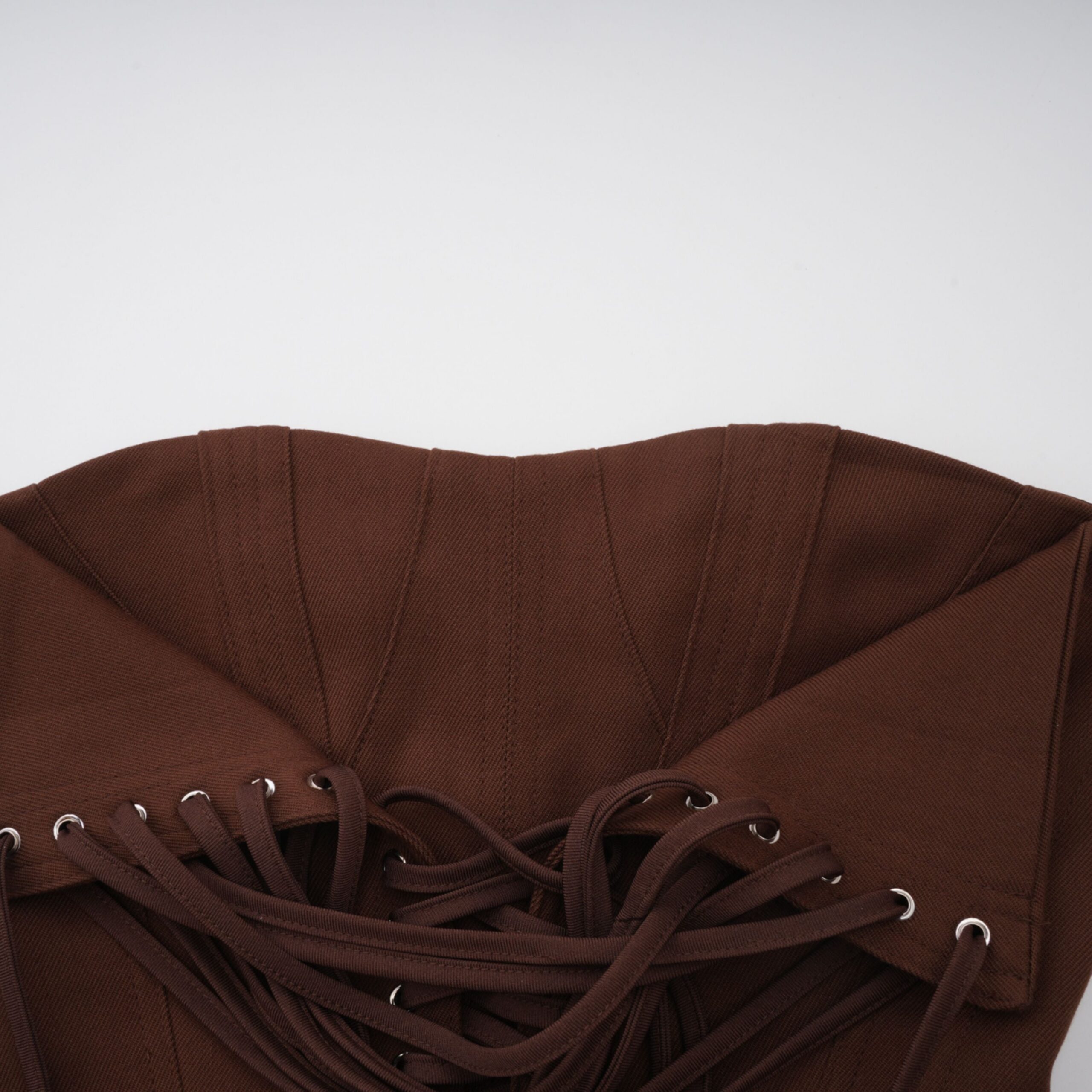 STRAPLESS LACE-UP BACK BROWN CORSET TOP