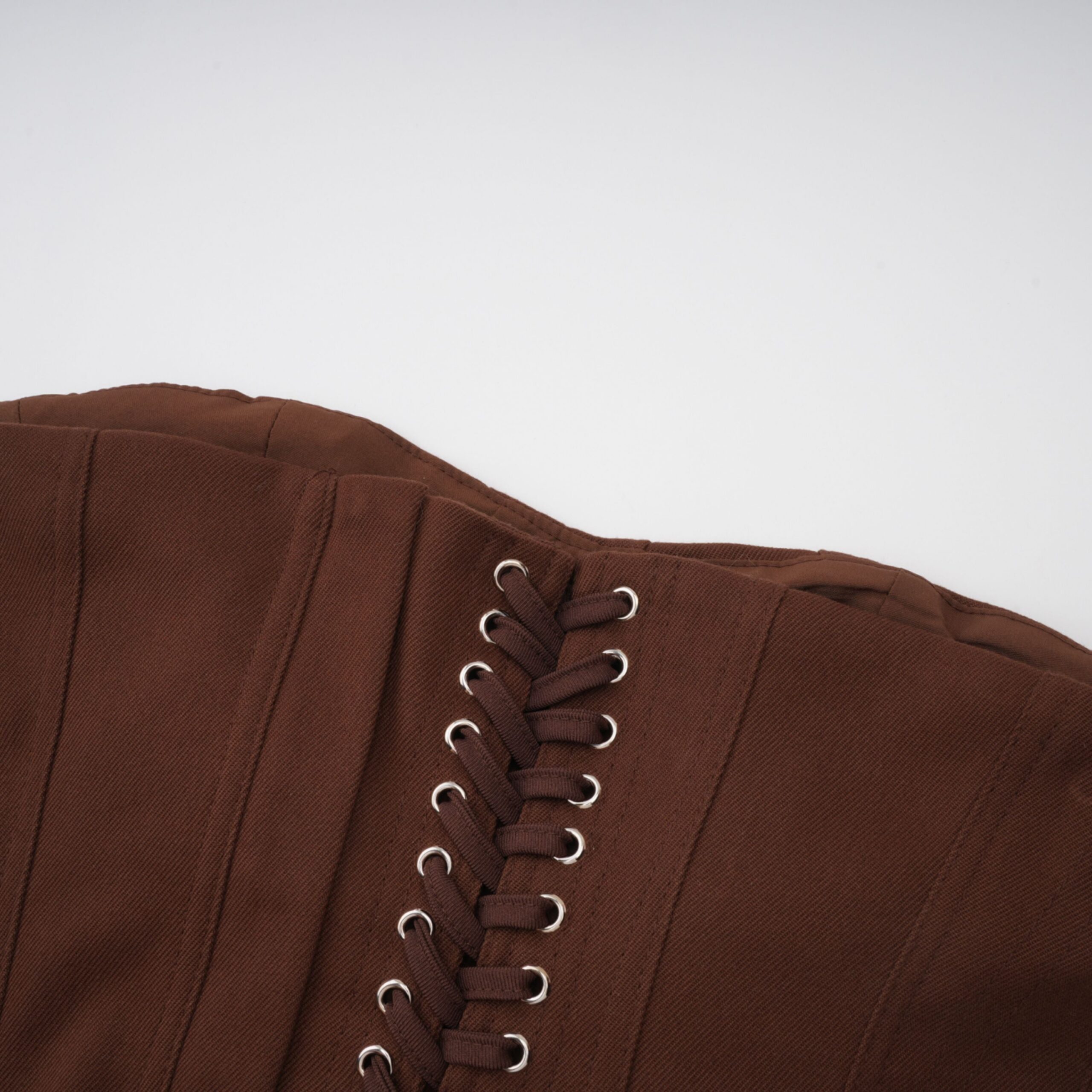 STRAPLESS LACE-UP BACK BROWN CORSET TOP