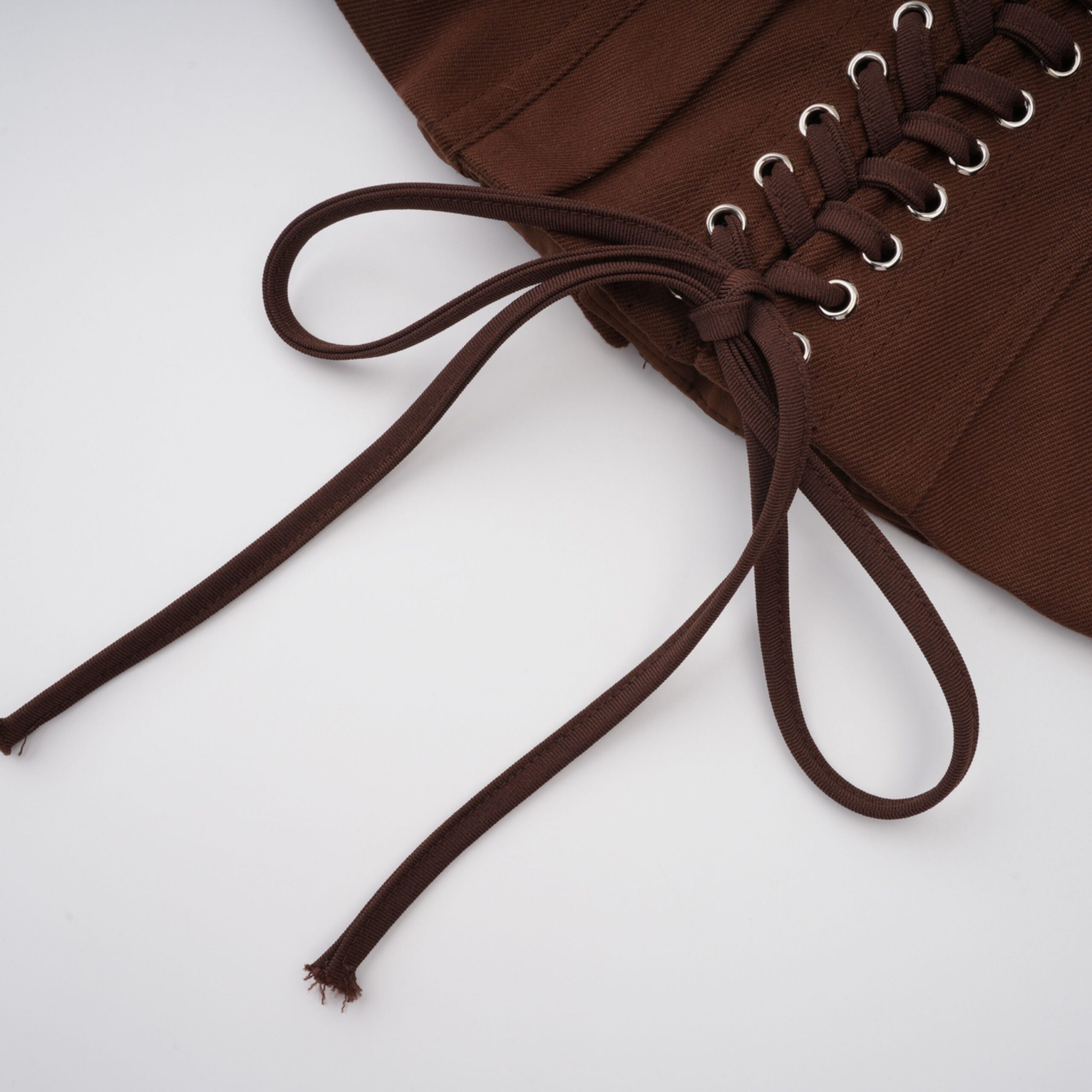 STRAPLESS LACE-UP BACK BROWN CORSET TOP