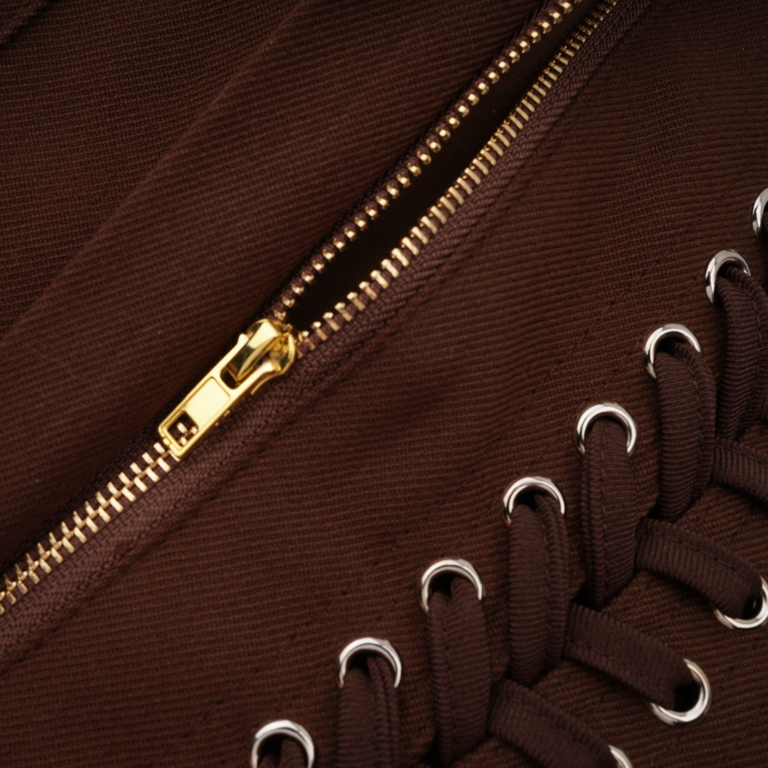 STRAPLESS LACE-UP BACK BROWN CORSET TOP