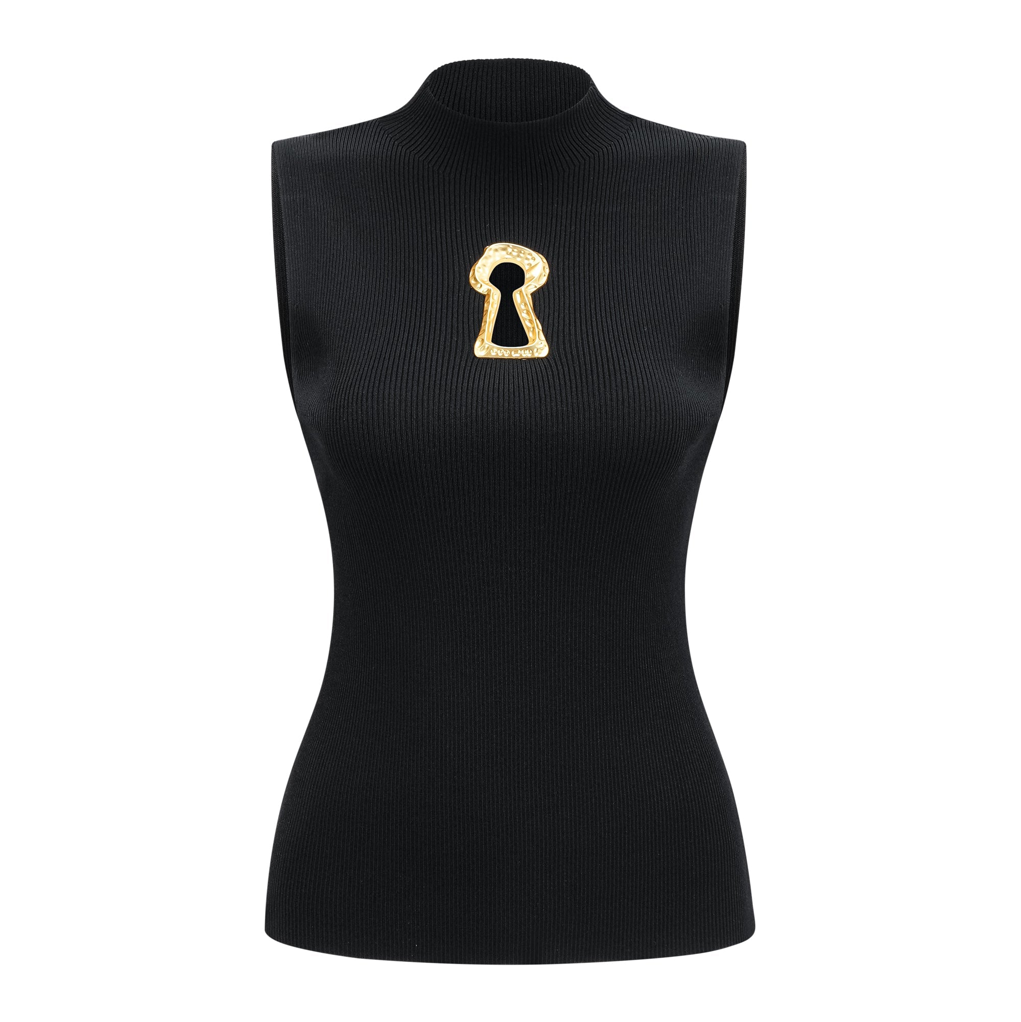 DSC07620_fe769bf5-58c1-4422-b878-b646d4143190 MOCK NECK SLEEVELESS RIB KNIT KEYHOLE TOP