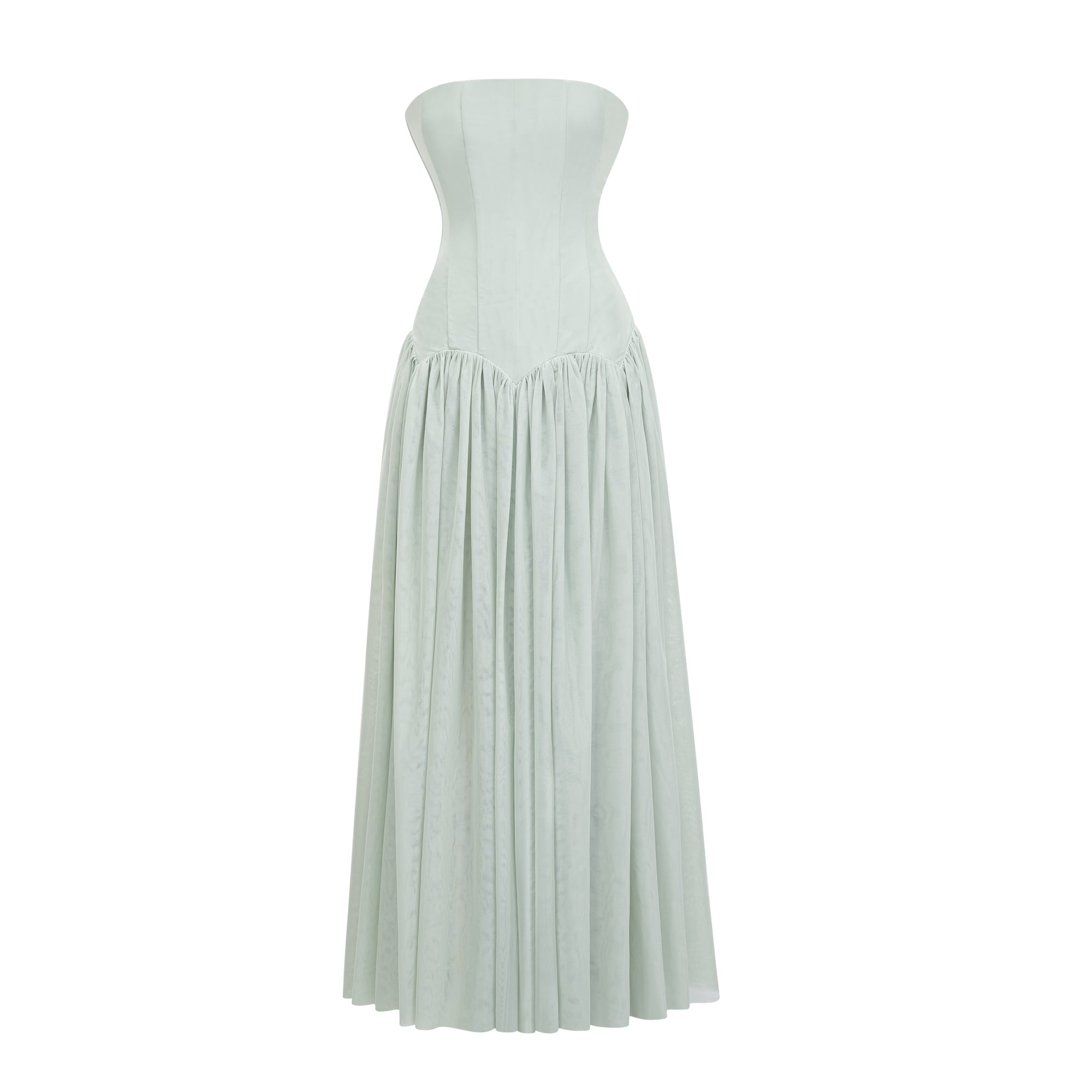 DSC09676 STRAPLESS CORSET PLEATED CHIFFON MAXI GOWN