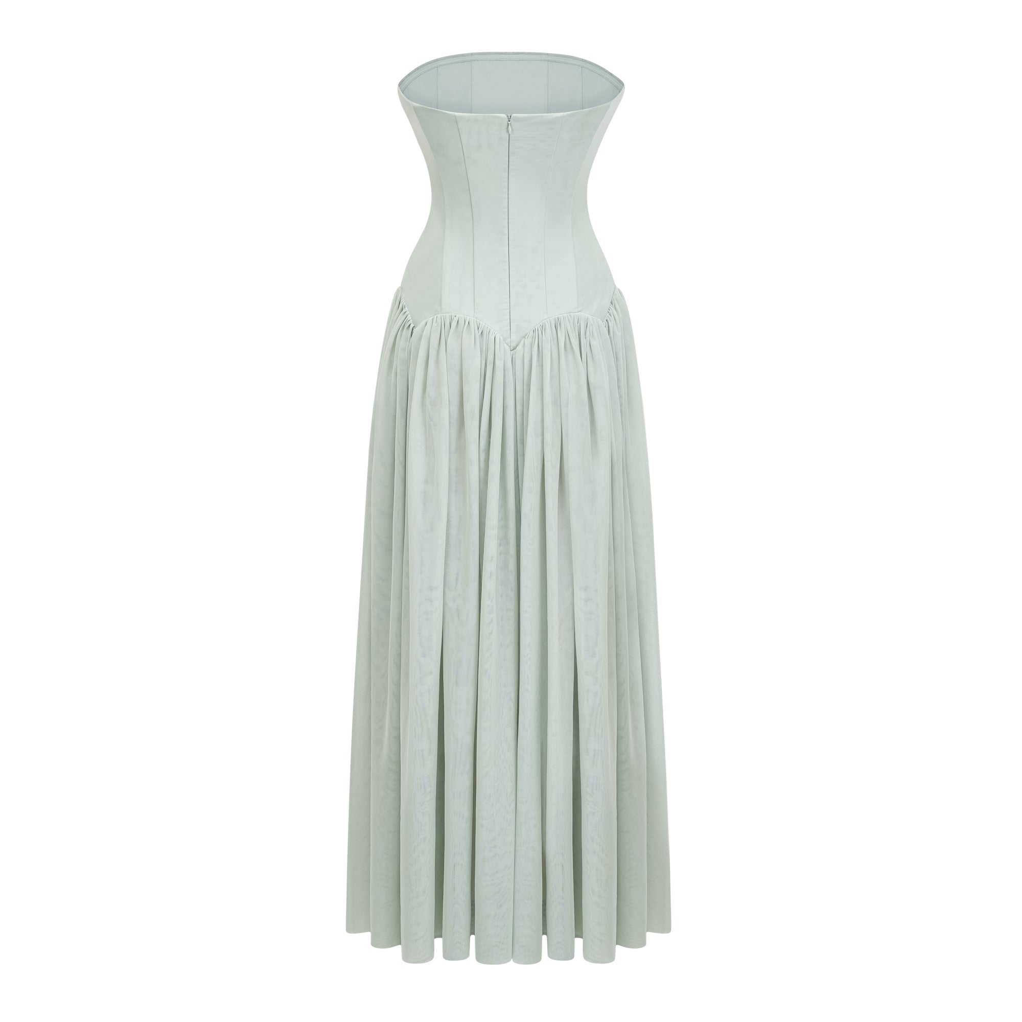 DSC09681 STRAPLESS CORSET PLEATED CHIFFON MAXI GOWN