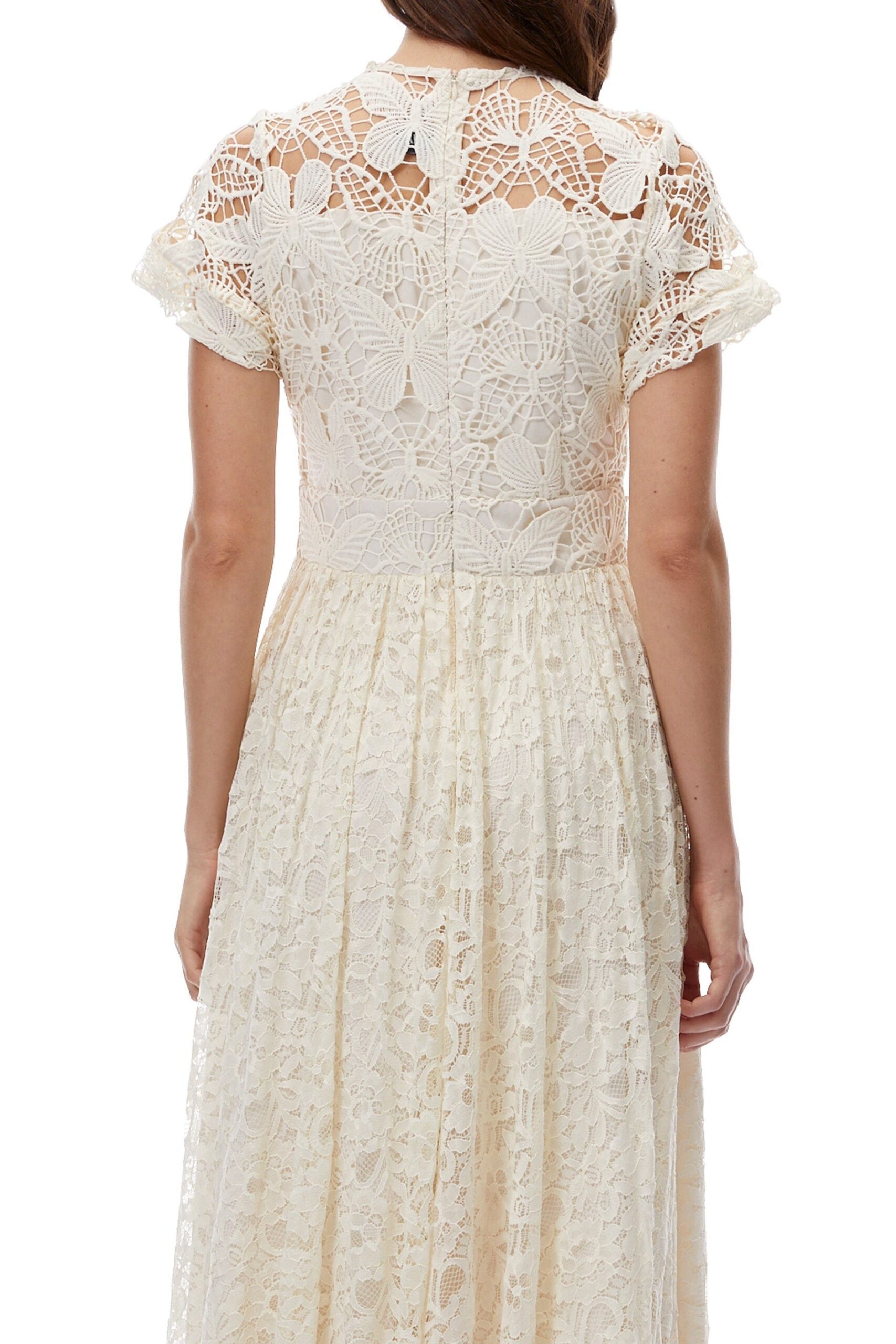 DahliaWhiteFloralLaceMaxiDresswithButterflyApplique_3 CREAM LACE TIE-NECK A-LINE MIDI DRESS