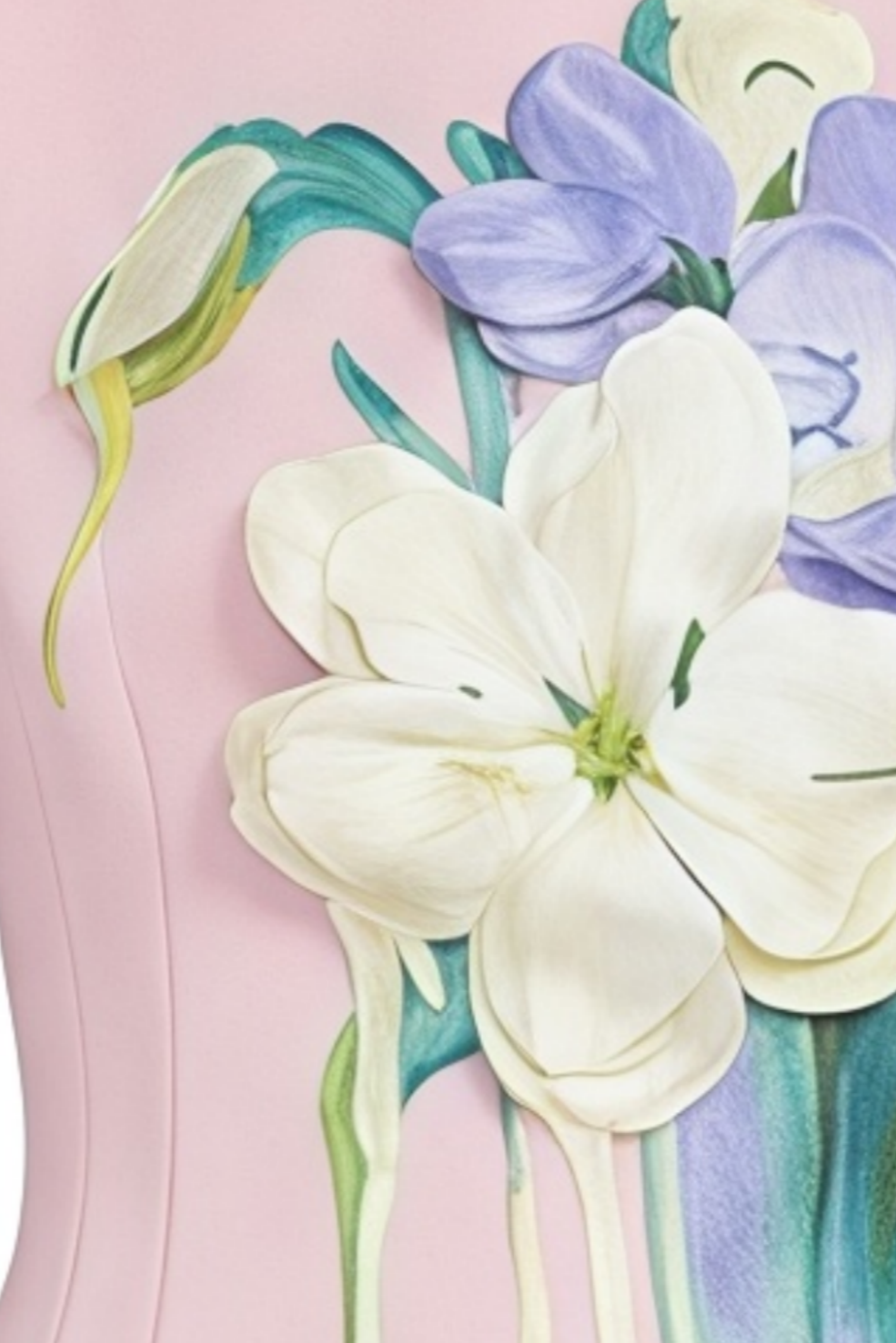 FloraPinkA-LineMiniDresswithFloralApplique_5 PINK 3D FLORAL A-LINE MINI DRESS, BOAT NECK SLEEVELESS COCKTAIL