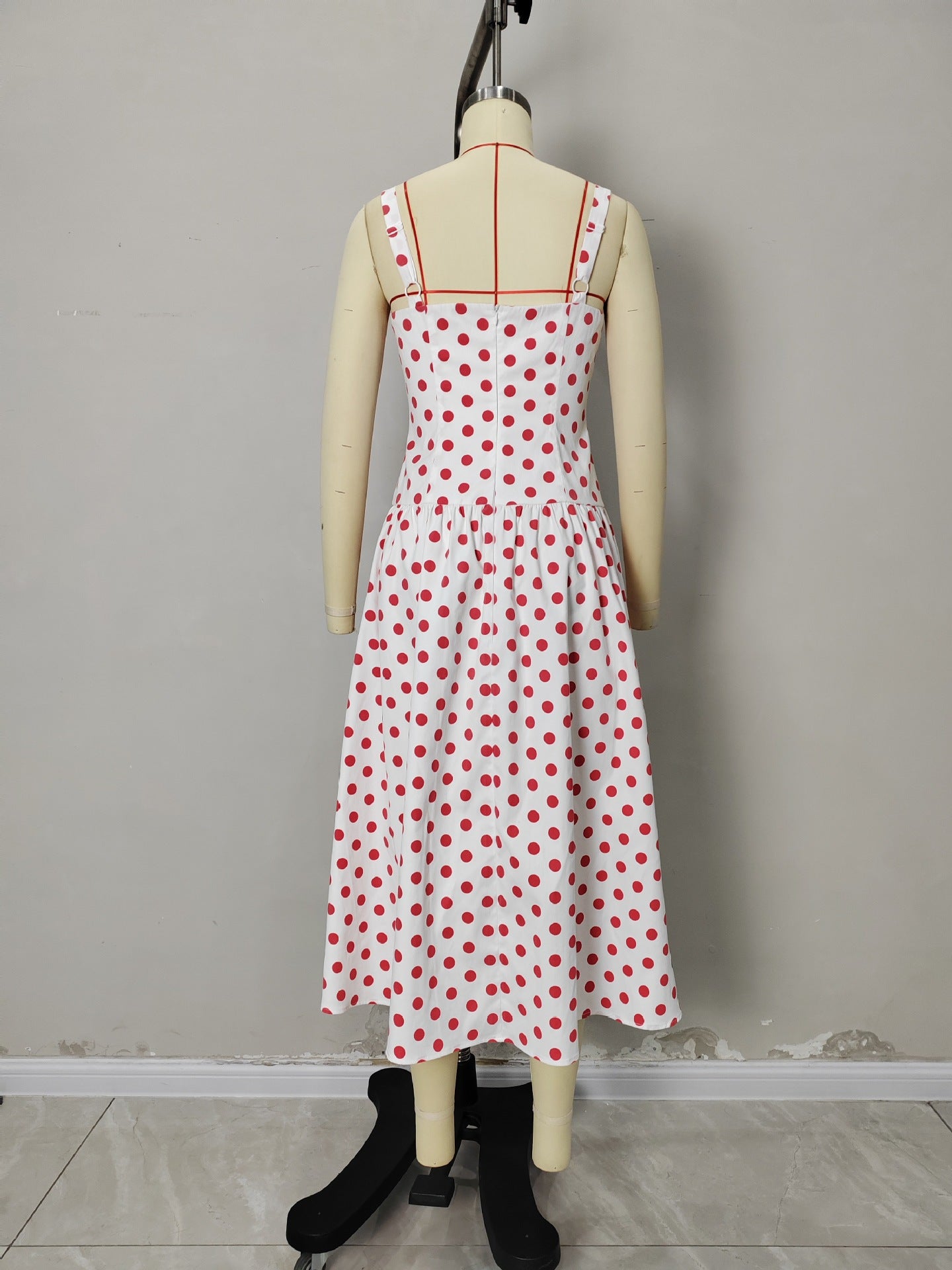 O1CN0108Aaep1zMCIvxzkee__2217524266699-0-cib CREAM RED POLKA DOT FLARED MIDI BUTTON FRONT DRESS