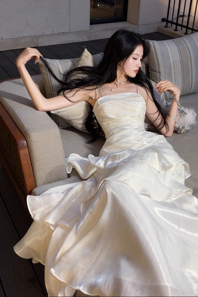 O1CN010gwn4x1NwsfVpfGHD__2218750891635-0-cib SIDE RUCHED TIERED RUFFLE SATIN MAXI DRESS