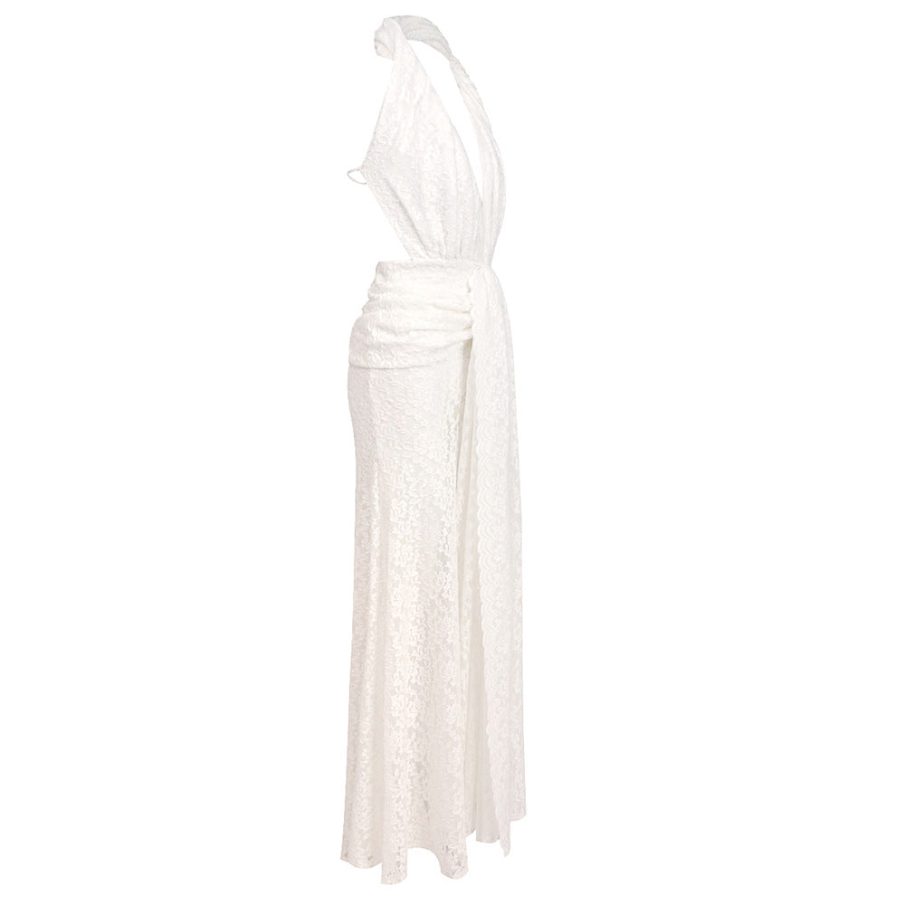 O1CN010tFSW31DRbVpACebg__2203467220213-0-cib WHITE LACE COLUMN GOWN WITH FRONT SLIT