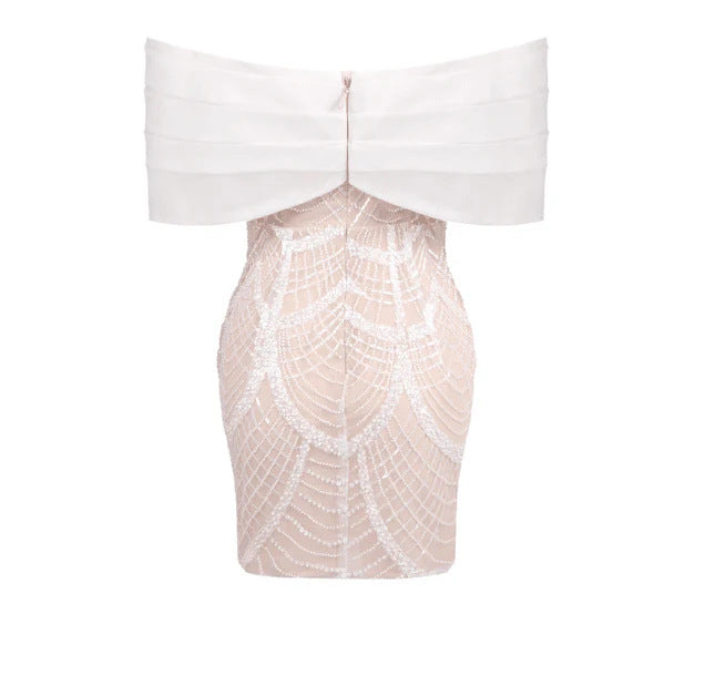 O1CN011WAC9j2FPtJfTel9m__2217857028873-0-cib OFF SHOULDER ORGANZA PEARL MINI BODYCON DRESS