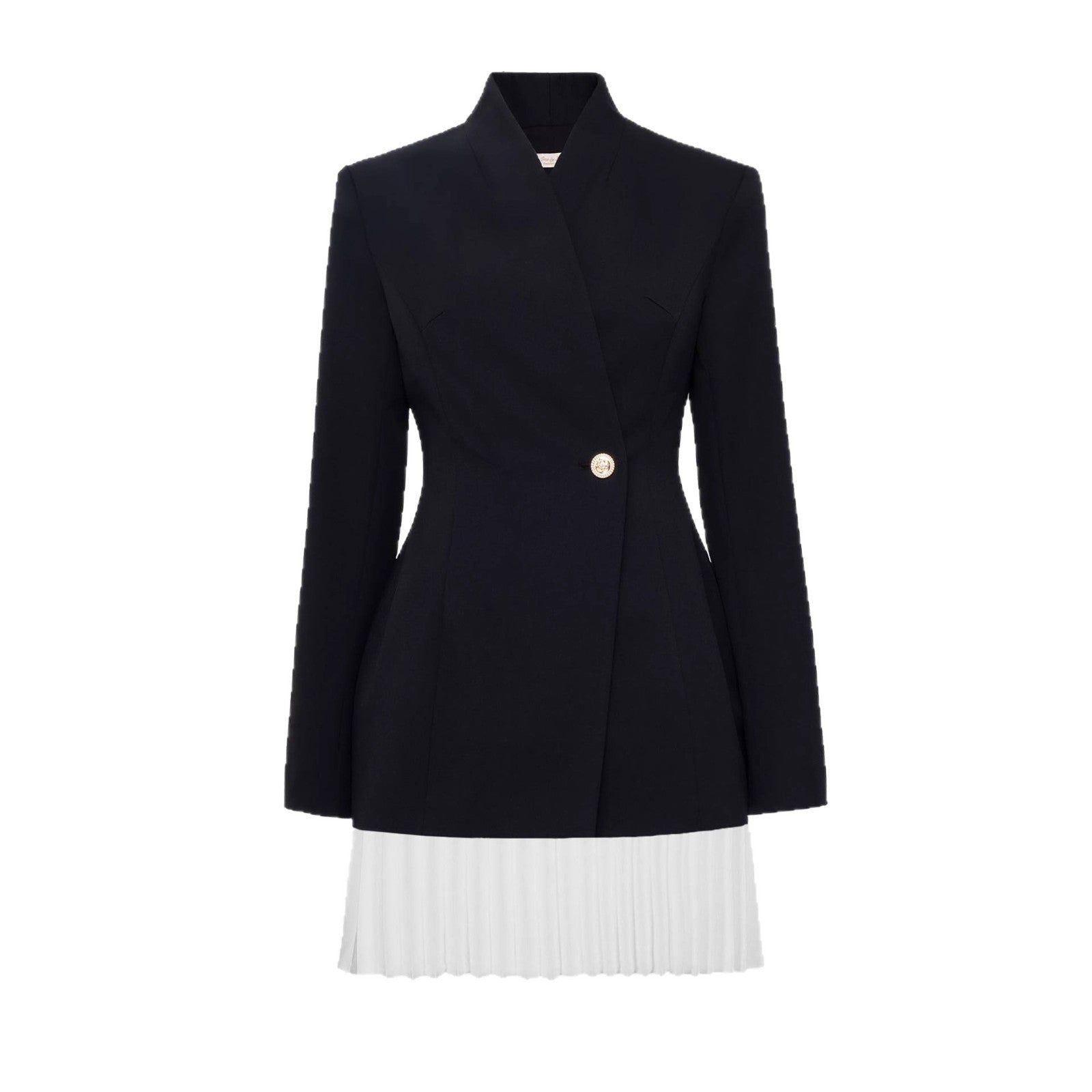 ONE BUTTON BLAZER PLEATED MINI DRESS