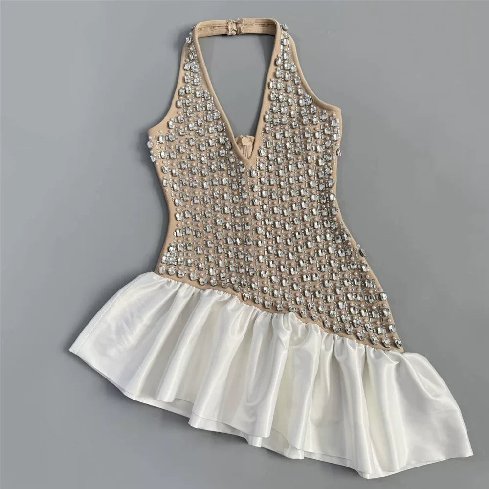 O1CN014yHPzq1T5eNGOQ1gV__2931792331 RHINESTONE HALTER RUFFLE SATIN MINI DRESS