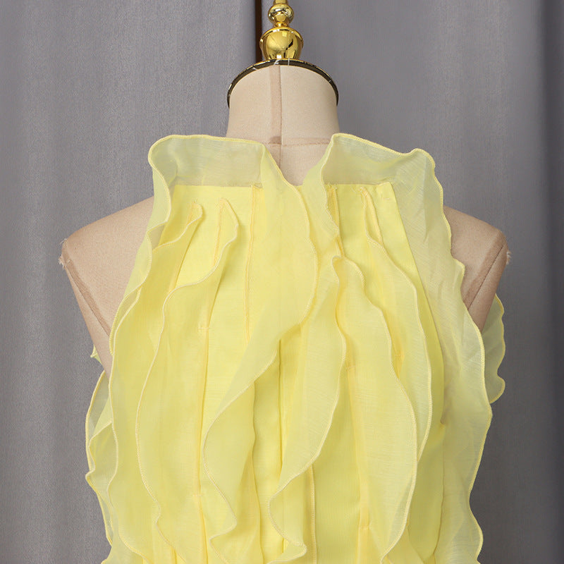 O1CN015pS3Z31OeOJZe70Xh__2205289861730-0-cib PASTEL YELLOW CHIFFON FIT & FLARE MINI DRESS