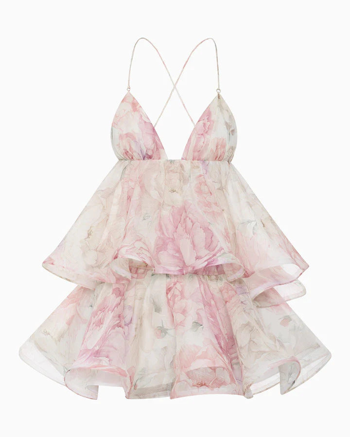 O1CN017MFPih1LH5L8dTp1s__2222449821273-0-cib LIGHT PINK ORGANZA FLORAL A-LINE BABYDOLL MINI DRESS