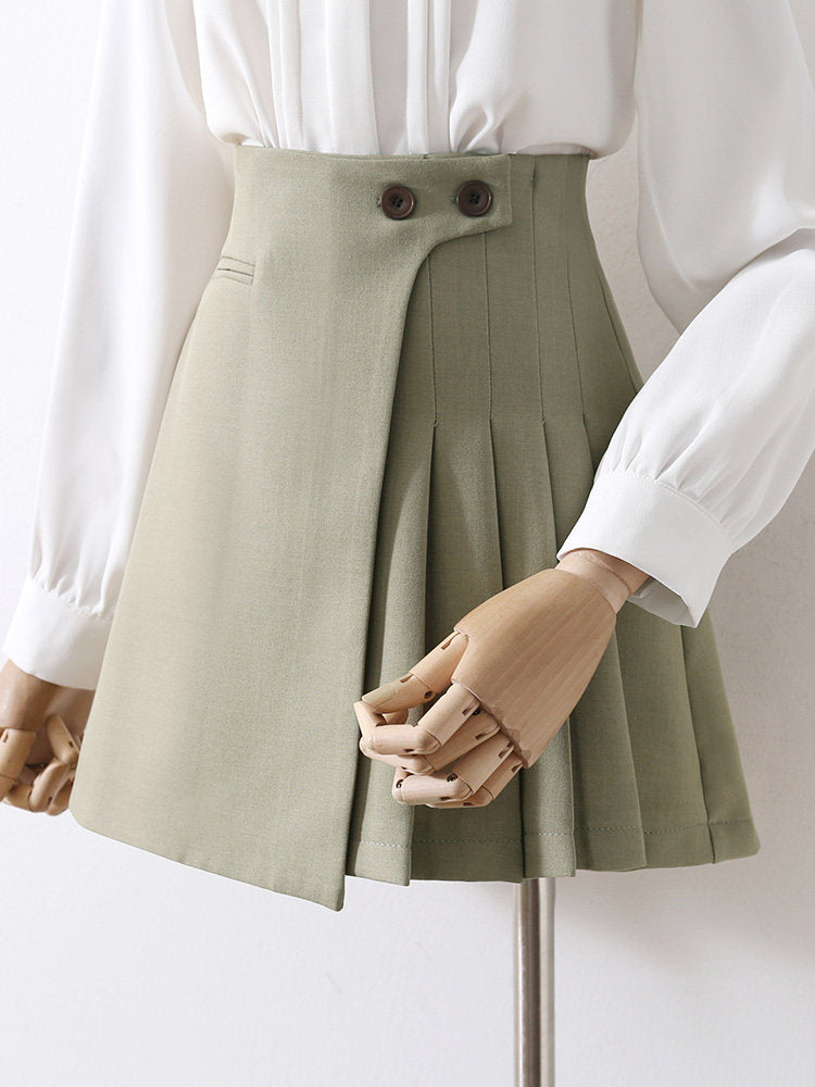 O1CN017y6u5M1fP8I1K7Y1C__163593998 LIGHT GREEN HIGH-WAIST PLEATED SKORT BUSINESS MINI