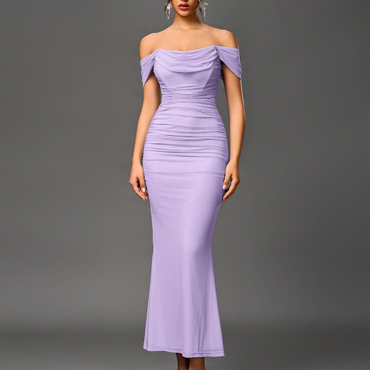 O1CN018PDEj423jKmjSmoFJ__3423897291-0-cib OFF SHOULDER DRAPED COWL RUCHED MESH MERMAID MAXI DRESS