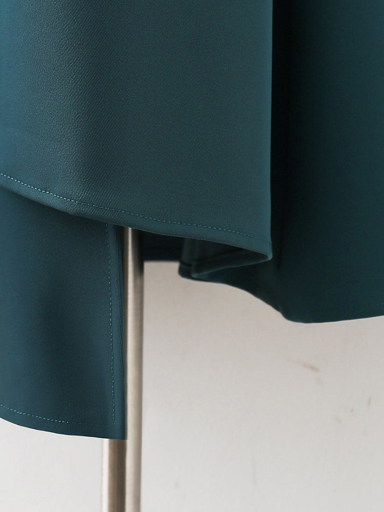 O1CN018mloKs1fP8OBUucW7__163593998 TEAL HIGH WAIST LAYERED A-LINE MIDI SKIRT BUSINESS ELEGANT